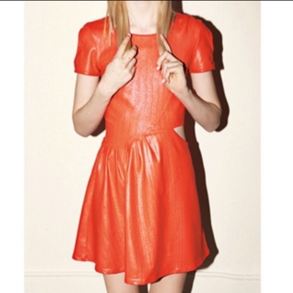LEITH Nordstroms Skater Dress Orange Shimmer Small